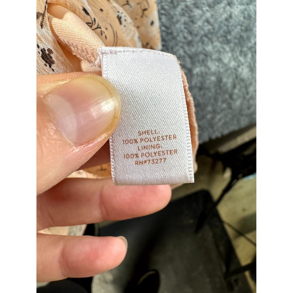 LC Lauren Conrad Wrap Midi Dress Women Small Peach Floral Flutter Sleeve Classic - Picture 7 of 8